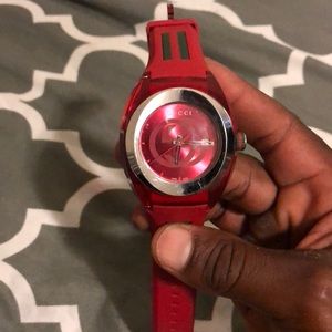 Red Gucci watch